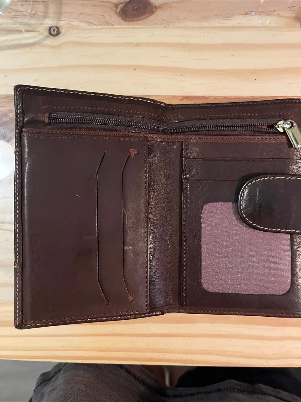 Genuine Leather Women Wallet with Snap Closure * El Corte Inglés - Brown leather